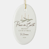 Rustieke Botanische Vrede op Aarde Script Foto Keramisch Ornament (Rechts)