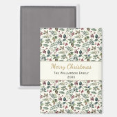 Rustieke Botanische Vrolijke Kerst Custom Magneet (Voorkant / Achterkant)