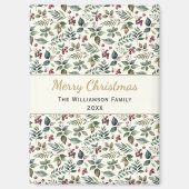 Rustieke Botanische Vrolijke Kerst Custom Magneet (Voorkant)