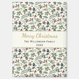 Rustieke Botanische Vrolijke Kerst Custom Magneet