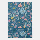 Rustieke botanische waterverf Flowers familienaam Theedoek (Verticaal)