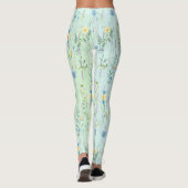 Rustieke Botanische Waterverf gradiënt flora bloem Leggings (Achterkant)