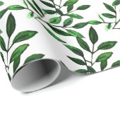 Rustieke Botanische Waterverf Groen Bruiloft Gift Cadeaupapier (Rol Hoek)