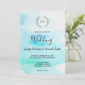 Rustieke botanische waterverf verlaat bruiloft inv kaart (Staand voorkant)