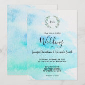 Rustieke botanische waterverf verlaat bruiloft inv kaart (Voorkant / Achterkant)
