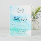 Rustieke botanische waterverf verlaat bruiloft RSV Kaart (Staand voorkant)