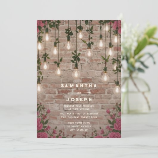 Rustieke Botanische Waterverf Wildflower Wedding Kaart (Staand voorkant)