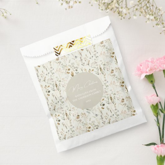 Rustieke Botanische Wildflower Kerstmis Bedankzakje (Gezegeld)