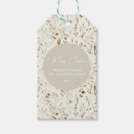 Rustieke Botanische Wildflower Kerstmis Cadeaulabel
