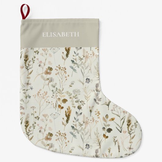 Rustieke Botanische Wildflower Kerstmis Grote Kerstsok (Voorkant)