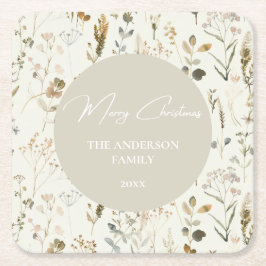 Rustieke Botanische Wildflower Kerstmis Kartonnen Onderzetters