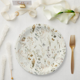 Rustieke Botanische Wildflower Kerstmis Papieren Bordje