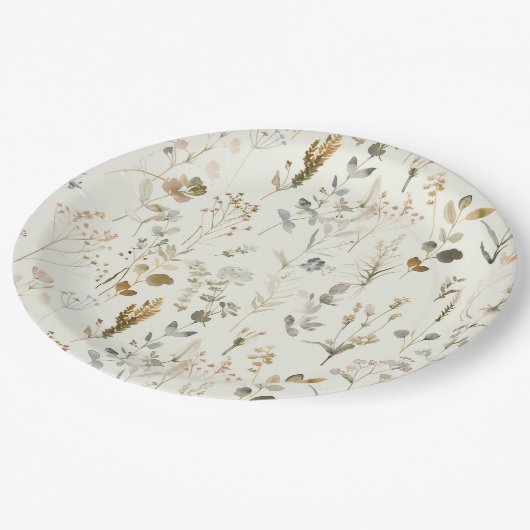 Rustieke Botanische Wildflower Kerstmis Papieren Bordje (Gekanteld)