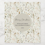 Rustieke Botanische Wildflower Kerstmis Wijn Etiket (Enkel label)