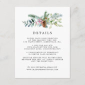 Rustieke Botanische Winter Bruiloft Gast Details Informatiekaartje (Voorkant)