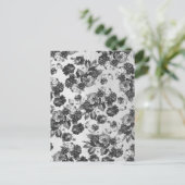 Rustieke botanische  zwart wit bloemen briefkaart (Staand voorkant)