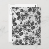 Rustieke botanische  zwart wit bloemen briefkaart (Voorkant / Achterkant)