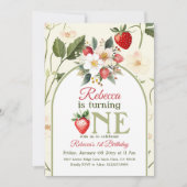 Rustieke Boter Geel Rode Berry Eerste Verjaardag Kaart (Voorkant)