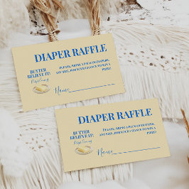 Rustieke Boter Gele Blauwe Baby Shower Luier Raffl Informatiekaartje