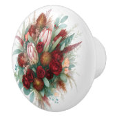 Rustieke Bourgogne Bloemen Botanisch Boeket Artist Keramische Knop (Rechts)