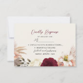 Rustieke Bourgogne & Bloemen bruiloft RSVP Kaartje (Voorkant)