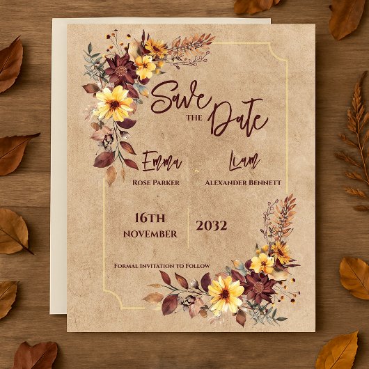 Rustieke Bourgogne Bloemen Fall Wedding Save the D