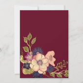 Rustieke Bourgogne Bloemen Foto Huwelijksuitnodigi Kaart (Achterkant)