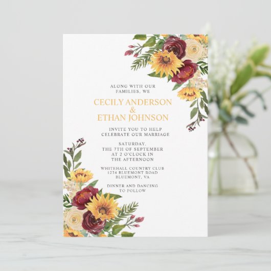 Rustieke Bourgogne Bloemen Geel Zonnebloemen Bruil Kaart (Staand voorkant)