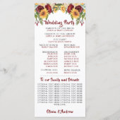 Rustieke Bourgogne Bloemen Geel Zonnebloemen Bruil Programmakaart (Achterkant)