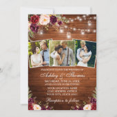 Rustieke Bourgogne Bloemen Hout 3 Foto Lichten Bru Kaart (Voorkant)