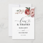 Rustieke Bourgogne Bloemen Huwelijk Dank u Kaarten (Voorkant)
