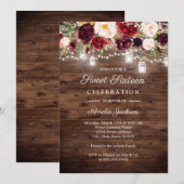 Rustieke Bourgogne Bloemen Lichten 16e Sweet Sixte Kaart (Voorkant / Achterkant)