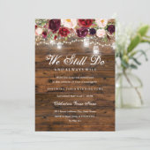 Rustieke Bourgogne Bloemen Lichten Huwelijksgeloft Kaart (Staand voorkant)