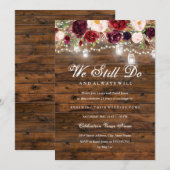 Rustieke Bourgogne Bloemen Lichten Huwelijksgeloft Kaart (Voorkant / Achterkant)