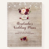 Rustieke Bourgogne Bloemen Mason Jar Trouwplannen Notitieboek (Voorkant)