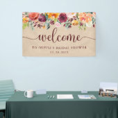 Rustieke Bourgogne Bloemen op Kraft Look | Welkom Spandoek (Beurs)