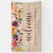 Rustieke Bourgogne Bloemen op Kraft Look | Welkom Spandoek (Verticaal)