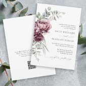 Rustieke Bourgogne Bloemen QR Code Fall Wedding Kaart