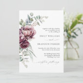 Rustieke Bourgogne Bloemen QR Code Fall Wedding Kaart (Staand voorkant)