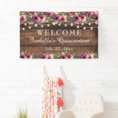 Rustieke Bourgogne Bloemen Quinceañera Welkom Spandoek (Insitu)