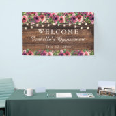 Rustieke Bourgogne Bloemen Quinceañera Welkom Spandoek (Beurs)