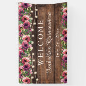 Rustieke Bourgogne Bloemen Quinceañera Welkom Spandoek (Verticaal)