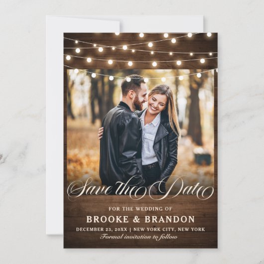 Rustieke Bourgogne Bloemen String Lights Mason Jar Save The Date (Voorkant)