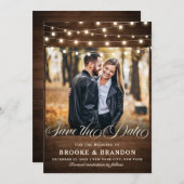 Rustieke Bourgogne Bloemen String Lights Mason Jar Save The Date (Voorkant / Achterkant)