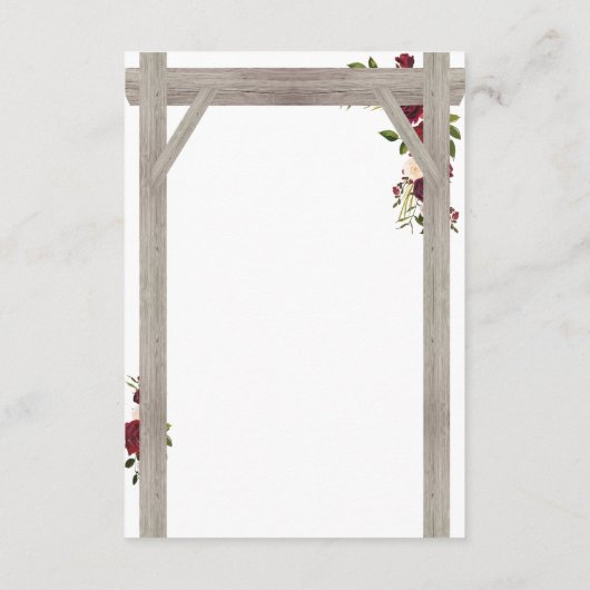 Rustieke Bourgogne Bloemen Trouwdetails Informatiekaartje (Achterkant)