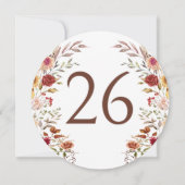 Rustieke Bourgogne Bloemen Trouwtafel Nummer Kaart (Achterkant)