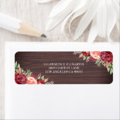 Rustieke Bourgogne Bloemen Waterverf Bruiloft Etiket (Insitu)