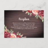 Rustieke Bourgogne Bloemen Waterverf Bruiloft Informatiekaartje (Voorkant)