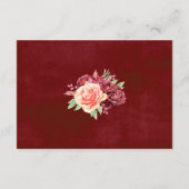 Rustieke Bourgogne Bloemen Waterverf Bruiloft Informatiekaartje (Achterkant)