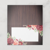 Rustieke Bourgogne Bloemen Waterverf Bruiloft Plaatskaartje (Buitenkant ongevouwen)